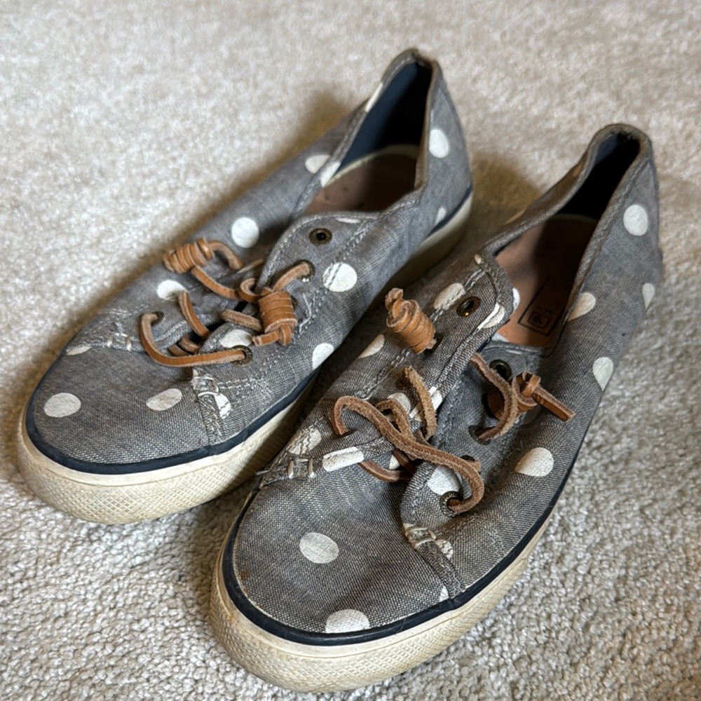 Sperry Gray Polka Dot Sneakers